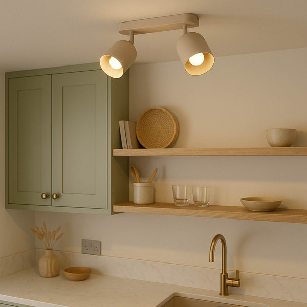 Tilston Minimalist Two Lamp Bar Spotlight in a Sandy Finish