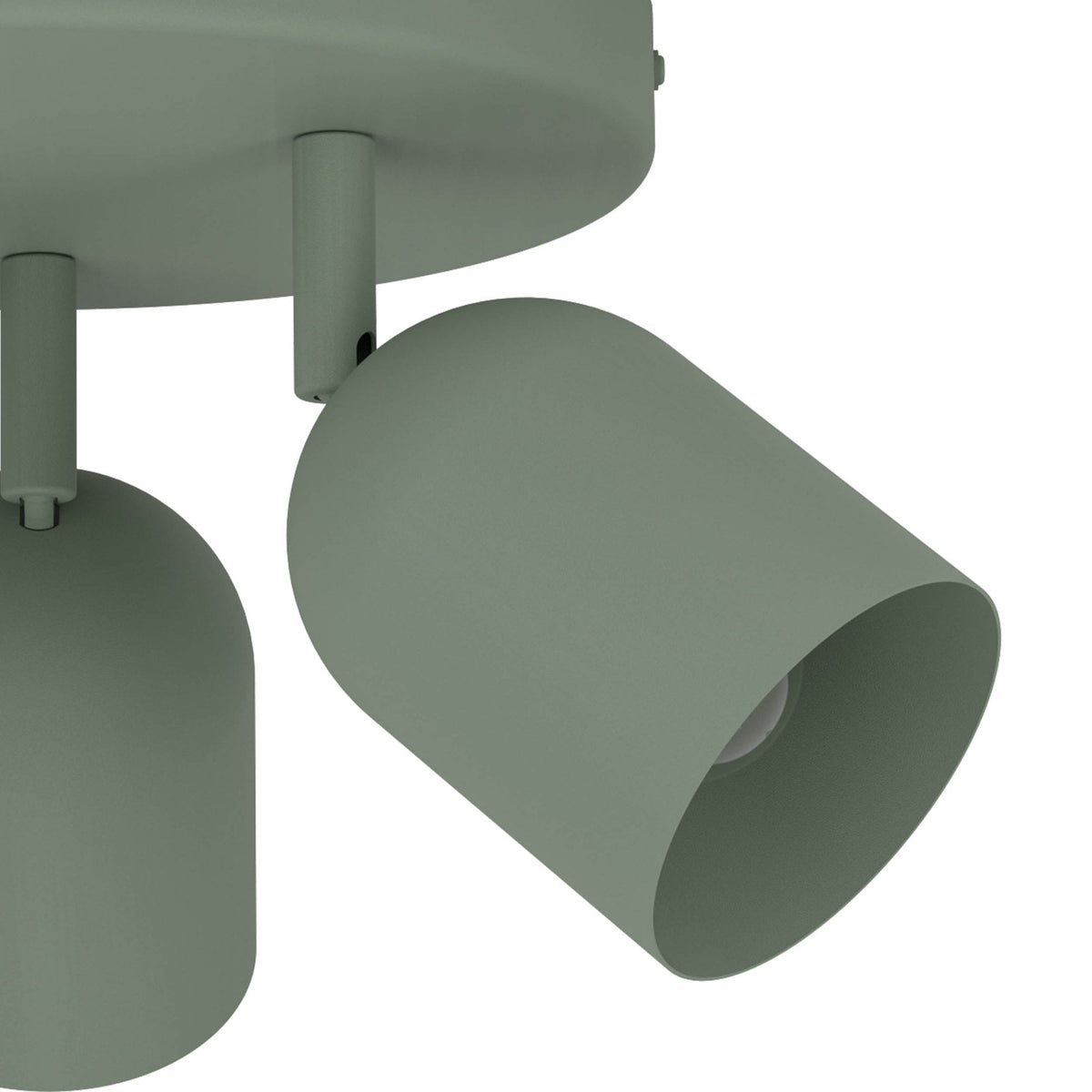 Close up of the green ceiling light with two spotlights