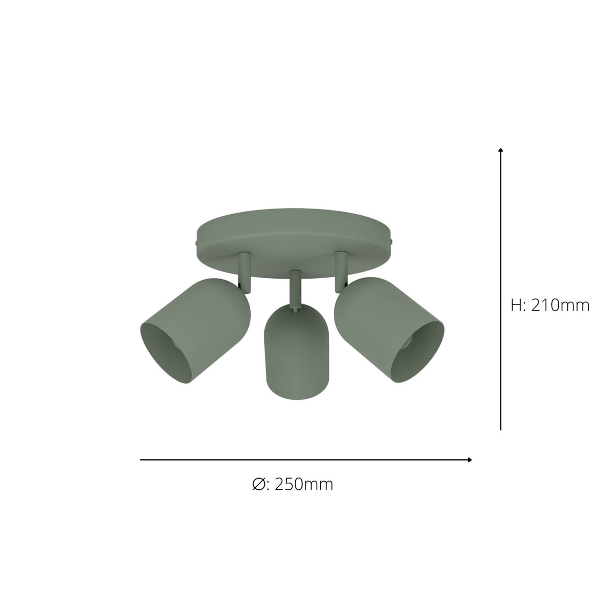Tilston Minimalist Three Lamp Round Spotlight in Green