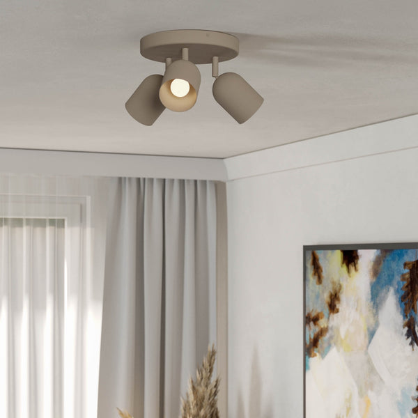 Tilston Minimalist Three Lamp Round Spotlight in a Sandy Finish