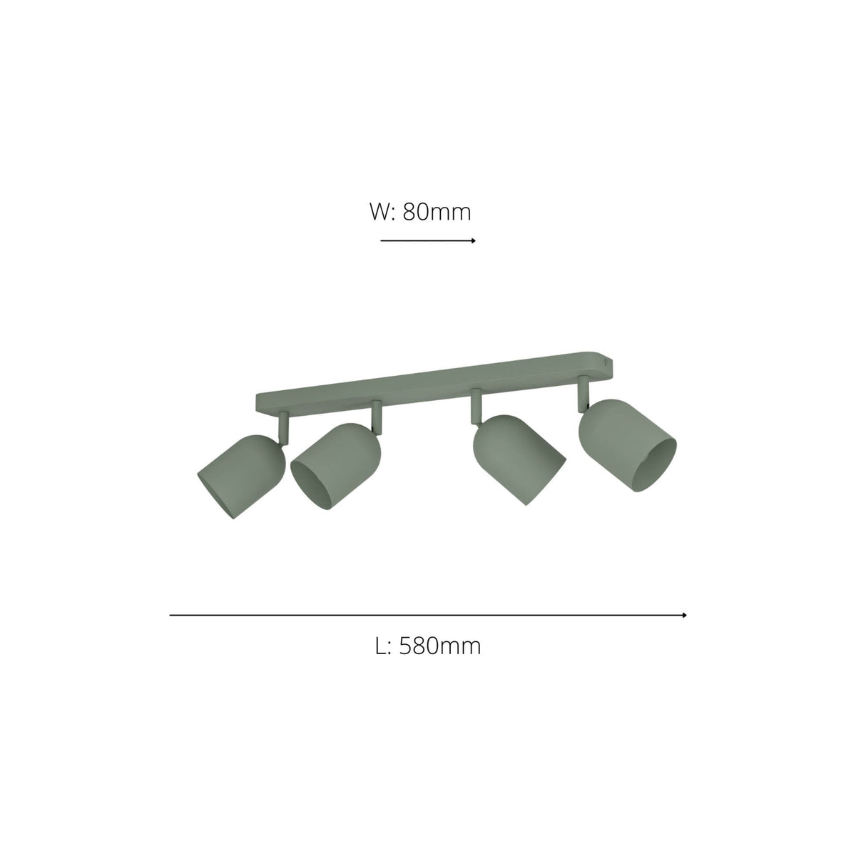 Tilston Minimalist Four Lamp Bar Spotlight in Green