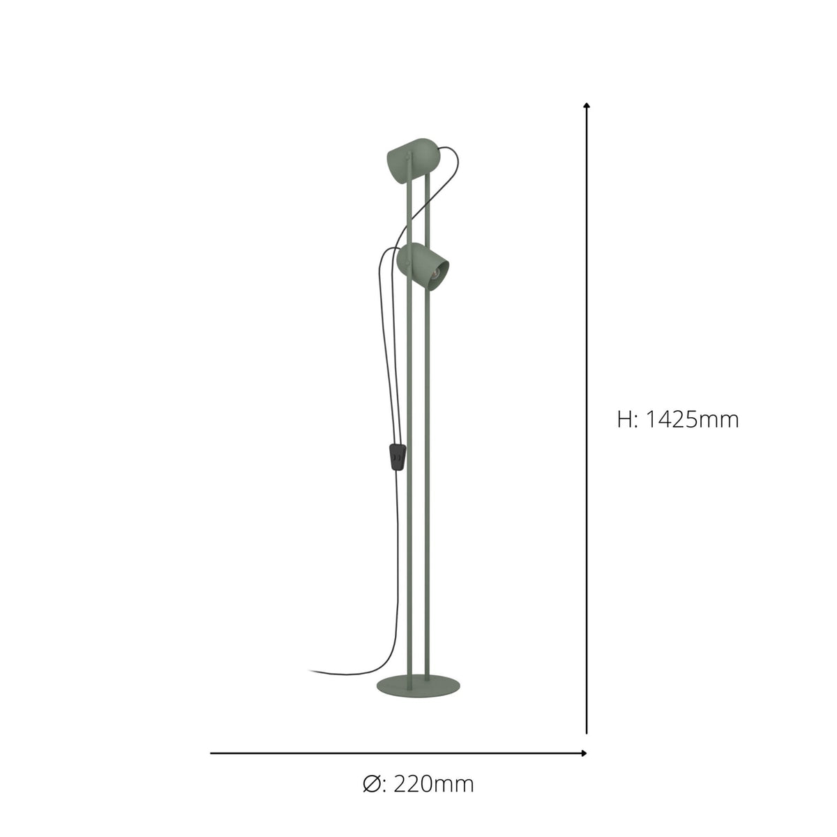Tilston Minimalist Twin Lamp Floor Lamp in Green