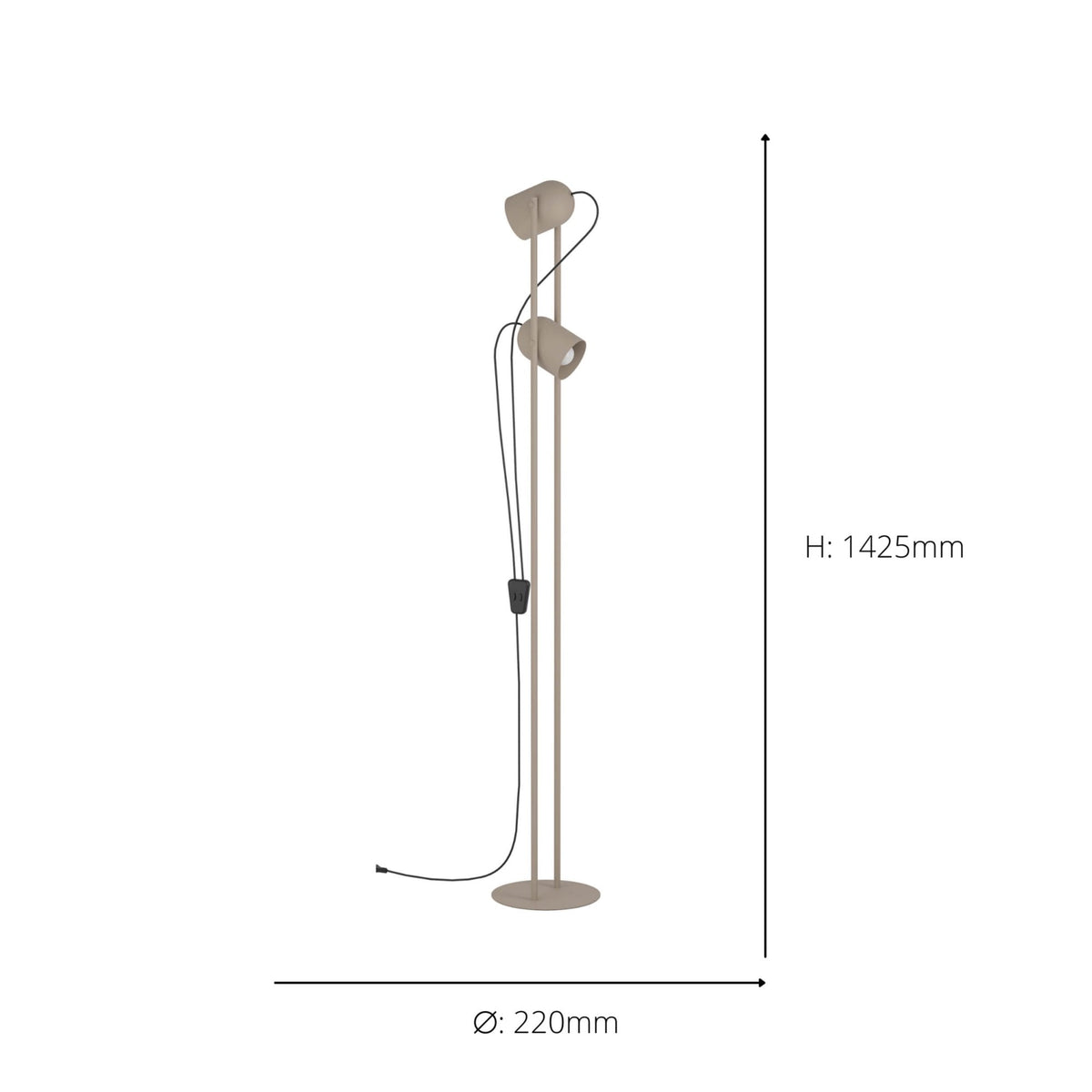 Tilston Minimalist Twin Lamp Floor Lamp in a Sandy Finish