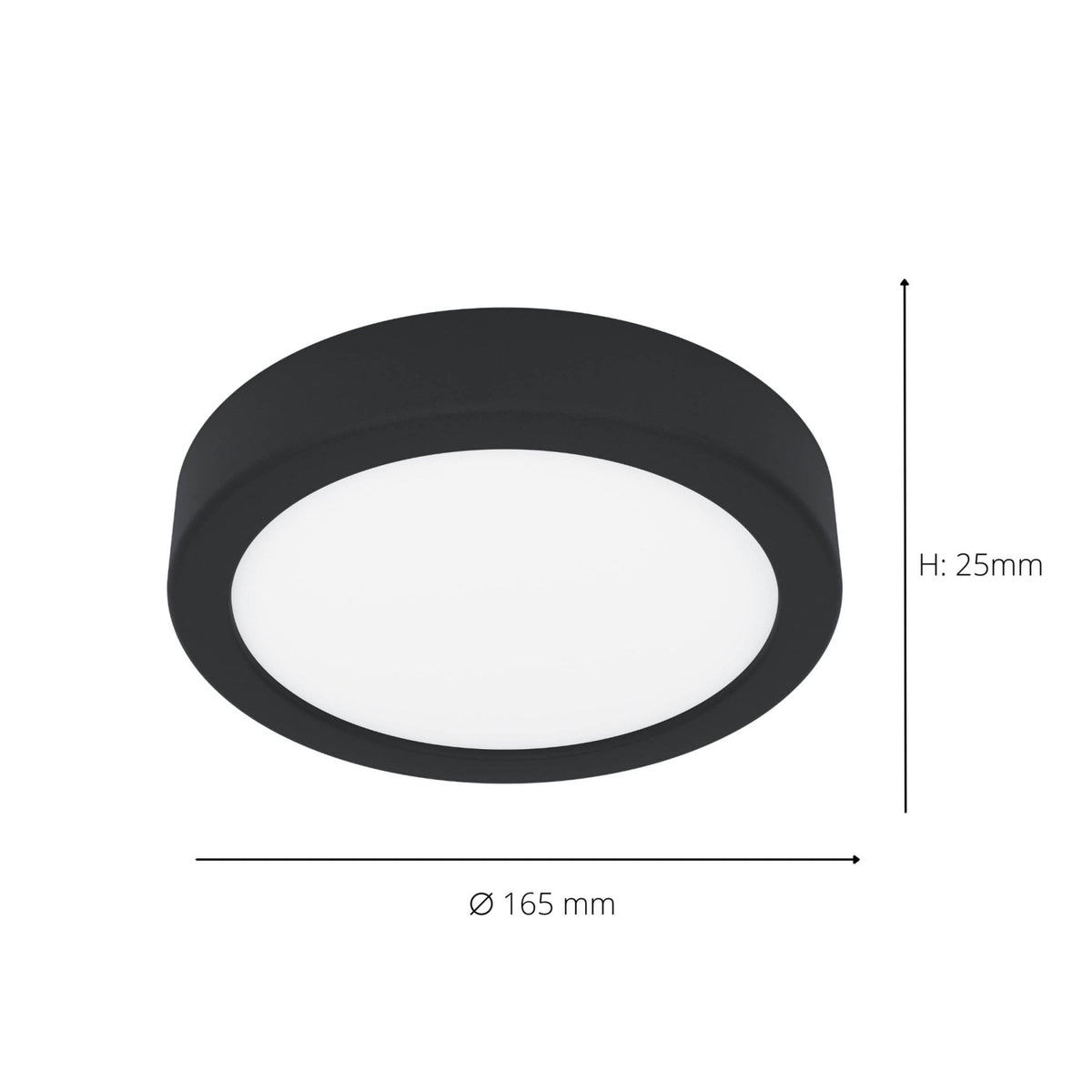Fueva 6 CCT LED 165mm IP44 Ceiling Light in Black with White Diffuser