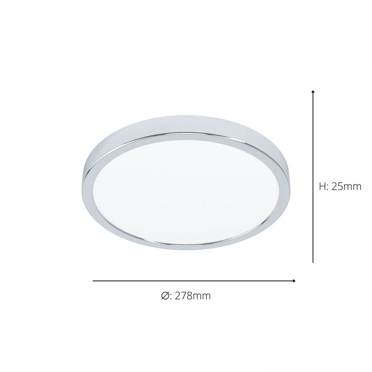 Fueva 6 CCT LED 280mm IP44 Ceiling Light in Chrome with White Diffuser