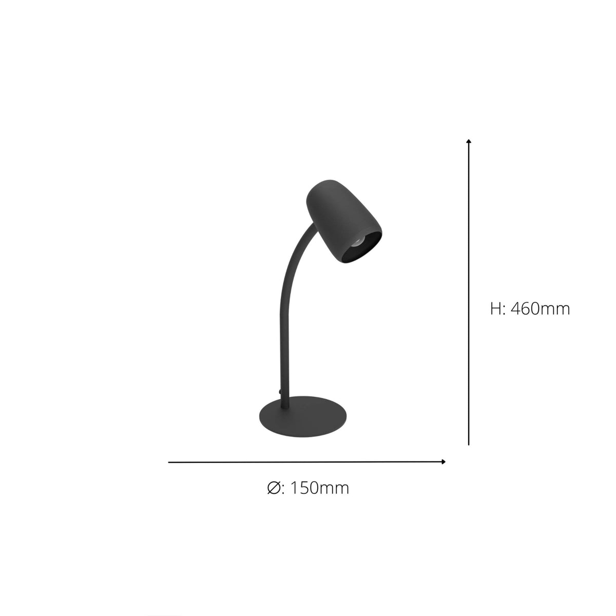 Carlo Modern Steel Flexible Desk Lamp in a Black Finish