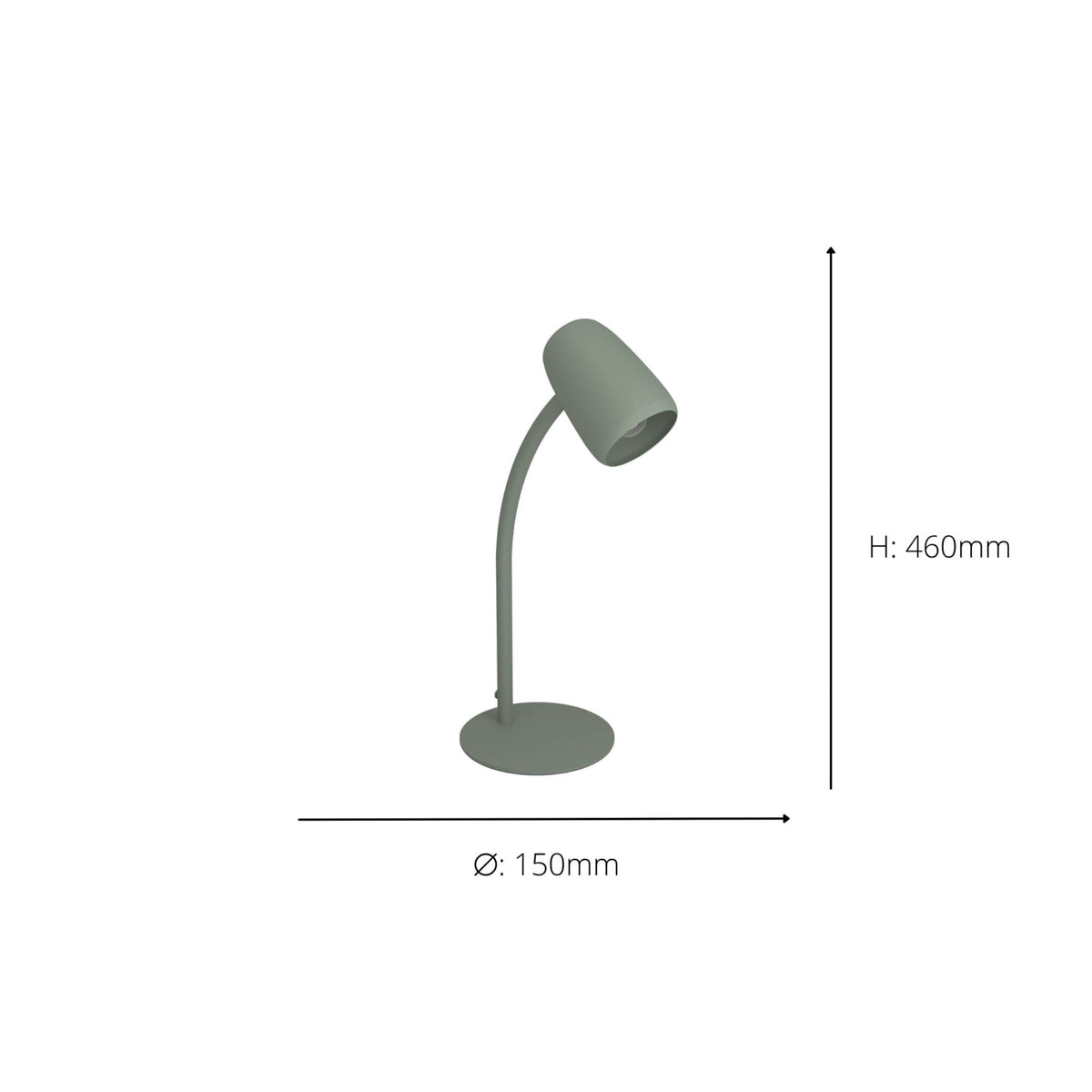 Carlo Modern Steel Flexible Desk Lamp in a Green Finish