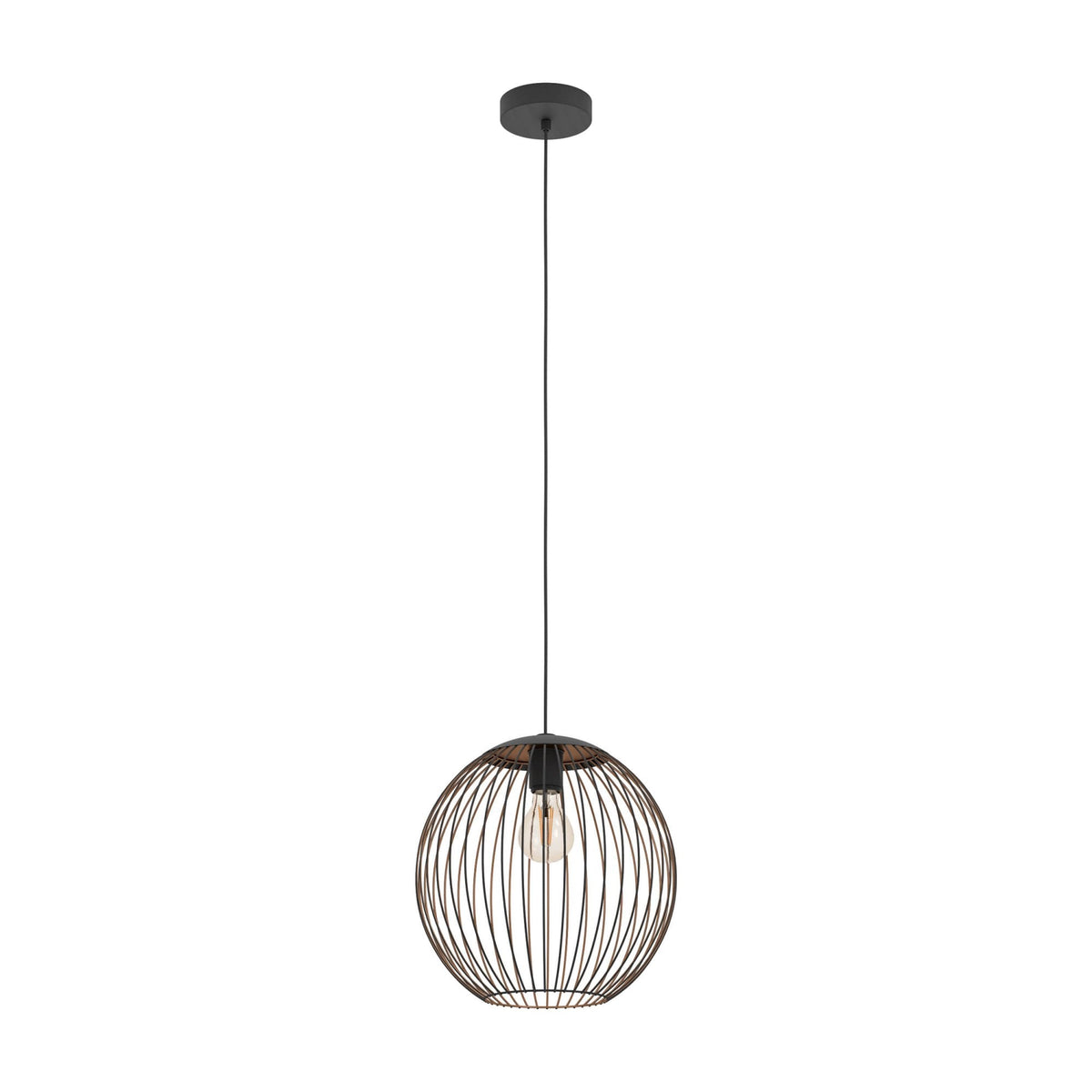 Almanzora Single Drop Steel Wire Pendant Light in Black and Copper