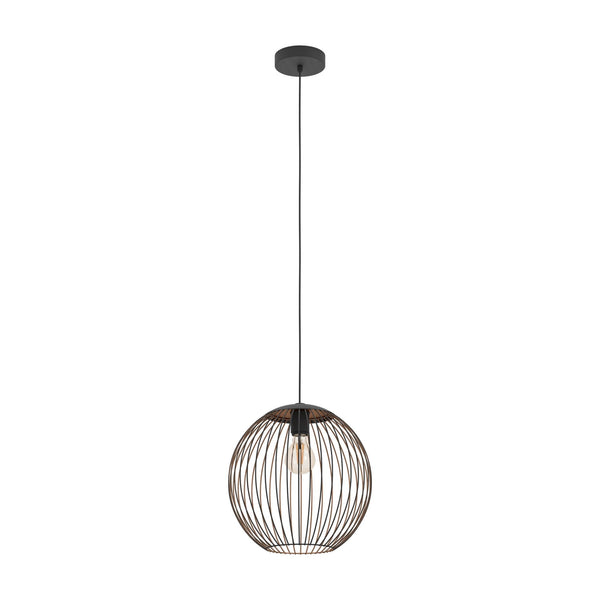 Almanzora Single Drop Steel Wire Pendant Light in Black and Copper