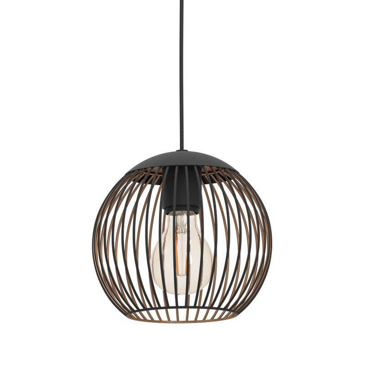 Almanzora Triple Drop Steel Wire Linear Pendant Light in Black and Copper