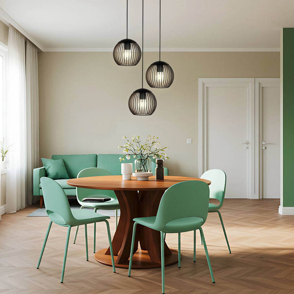 Almanzora Triple Drop Steel Wire Round Pendant Light in Black and Copper