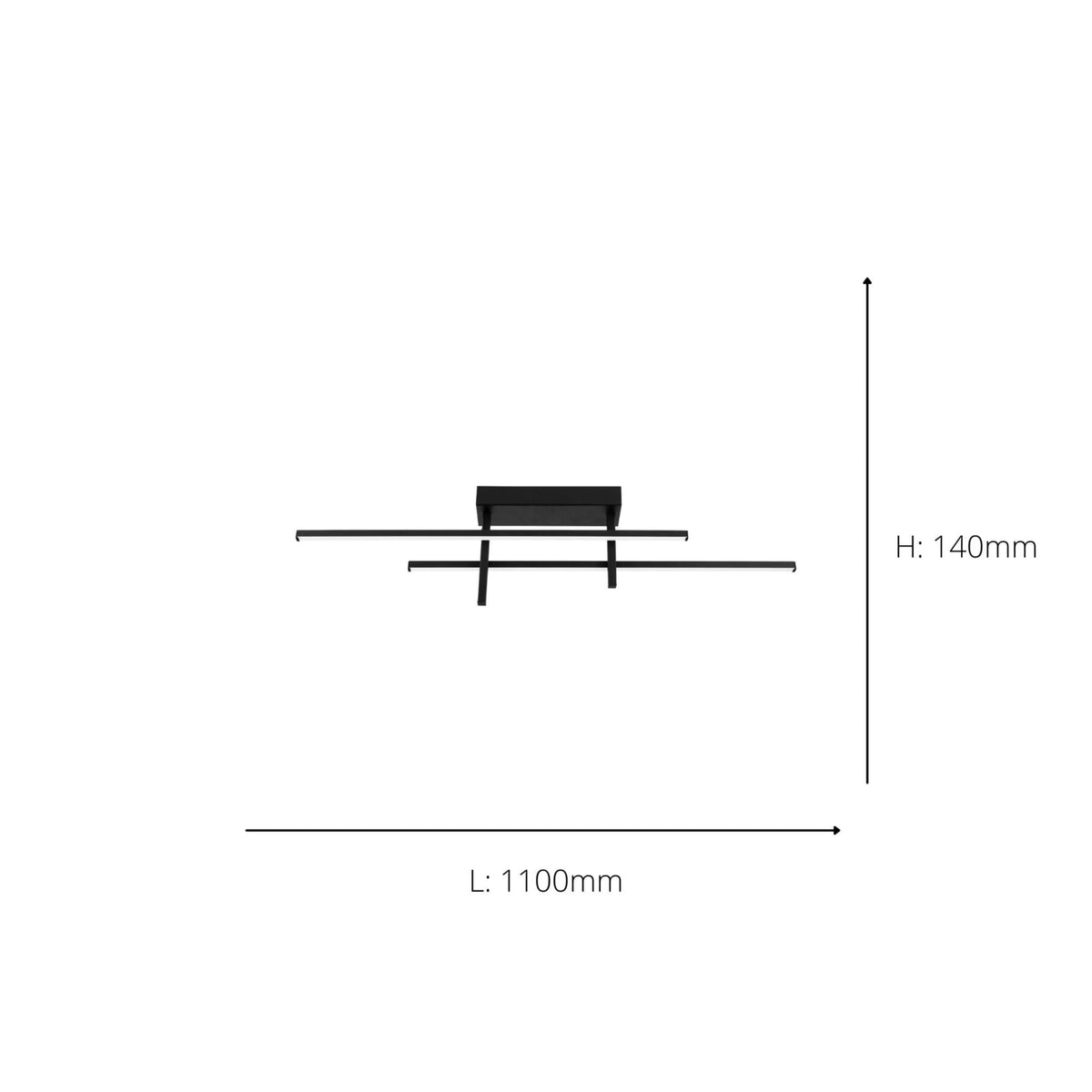 Trepiliano LED Linear Ceiling Light in Black with White Diffusers