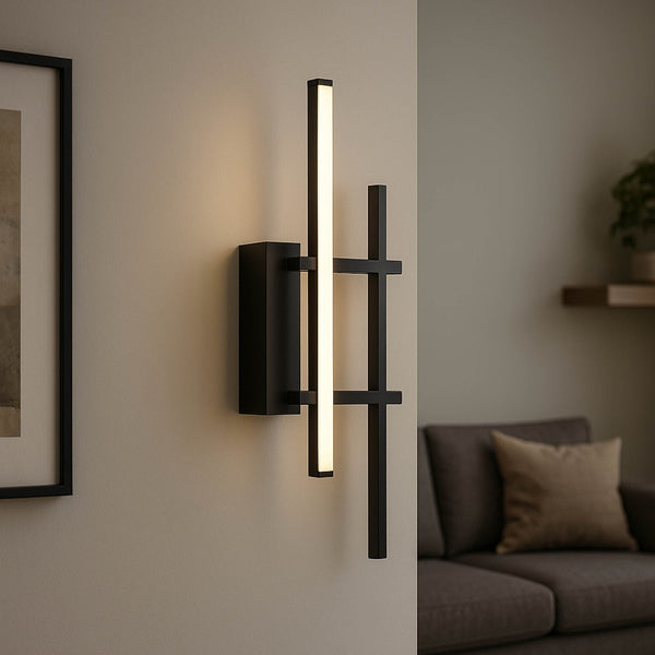 Trepiliano LED Linear Wall Light in Black with White Diffusers