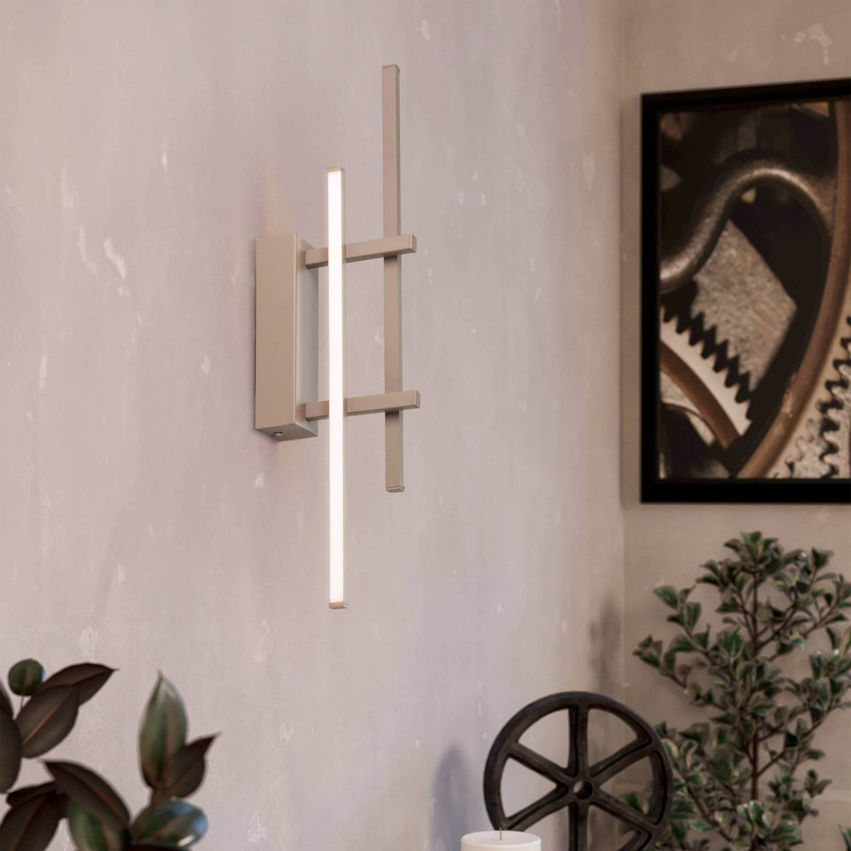 Trepiliano LED Linear Wall Light in a Sandy Finish with White Diffusers