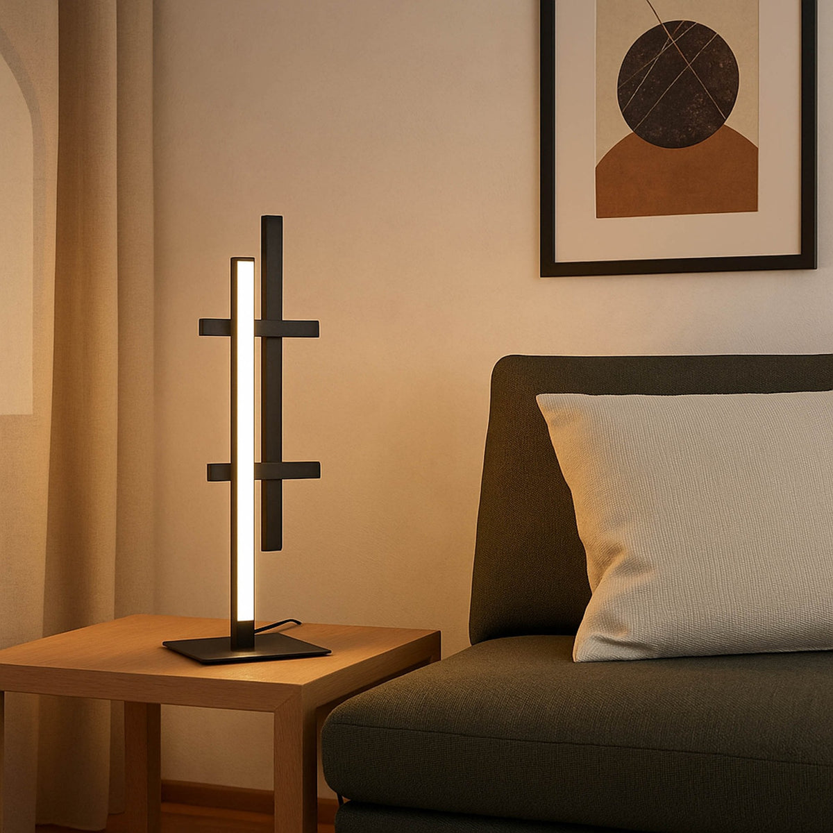 Trepiliano LED Linear Table Lamp in Black with White Diffusers