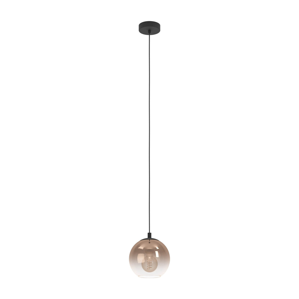 Ariscani 1 Single Drop Pendant Light in Black with Copper Ombre Effect Vaporized Glass