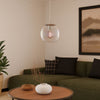 Ariscani 2 Single Drop Pendant Light in Chrome with Iridescent Glass Globe