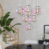 Ariscani 2 Ten Drop Cluster Pendant Light in Chrome with Iridescent Glass Globes