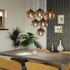 Ariscani 1 Ten Drop Cluster Pendant Light in Black with Copper Ombre Effect Vaporized Glass