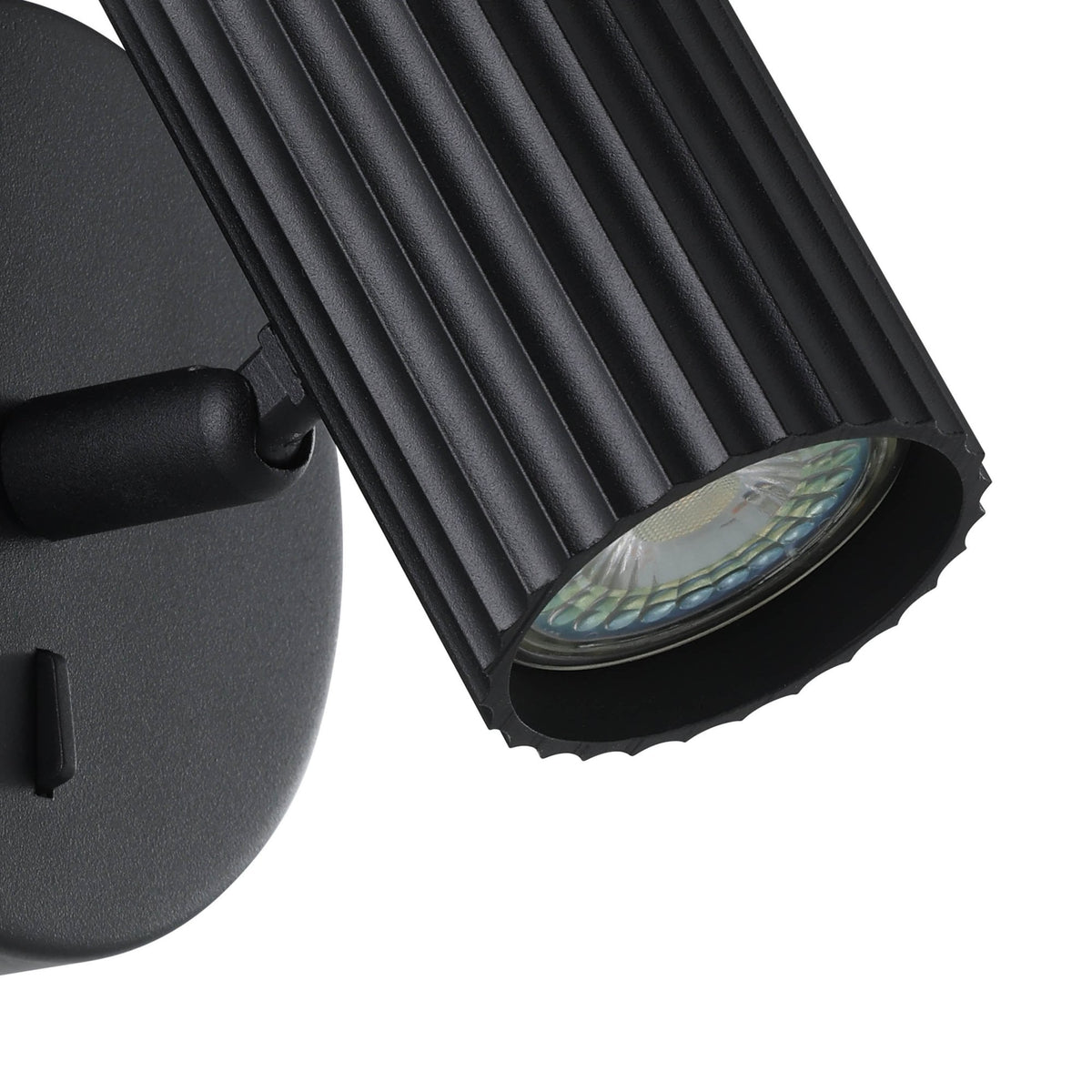 Portillo Modern Ribbed Switched Single Spotlight in Black