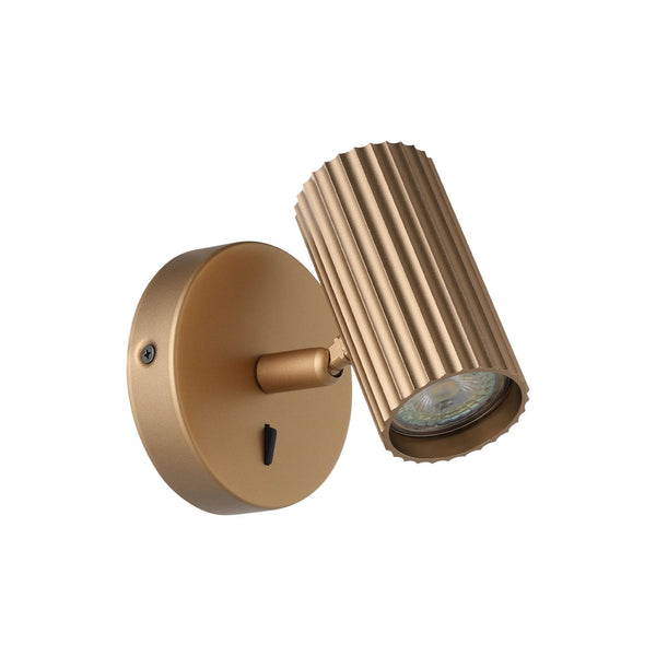 Portillo Modern Ribbed Switched Single Spotlight in Matte Brass