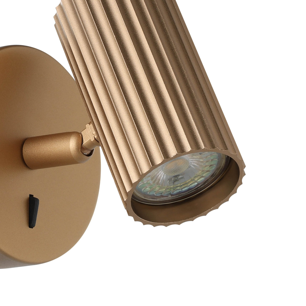 Portillo Modern Ribbed Switched Single Spotlight in Matte Brass