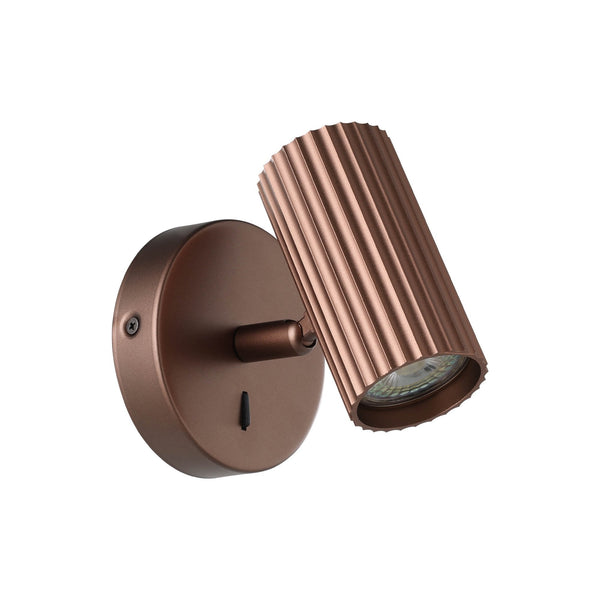 Portillo Modern Ribbed Switched Single Spotlight in Bronze
