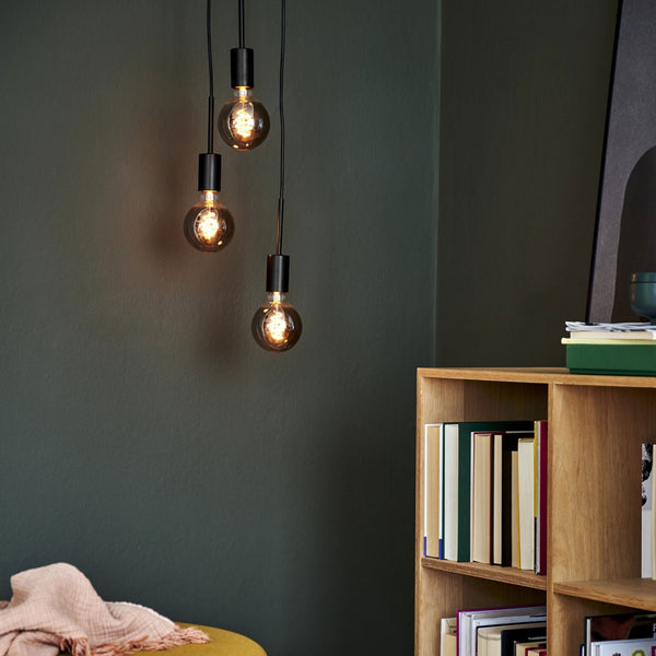 Paco Round 3 Light E27 Pendant Suspension Kit in Black