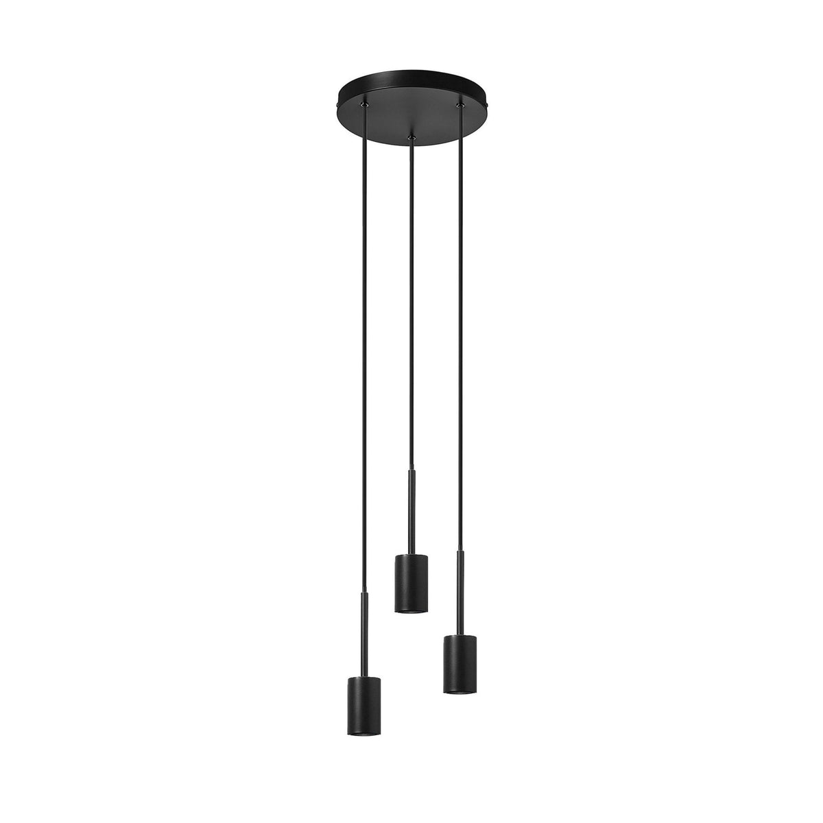 Paco Round 3 Light E27 Pendant Suspension Kit in Black