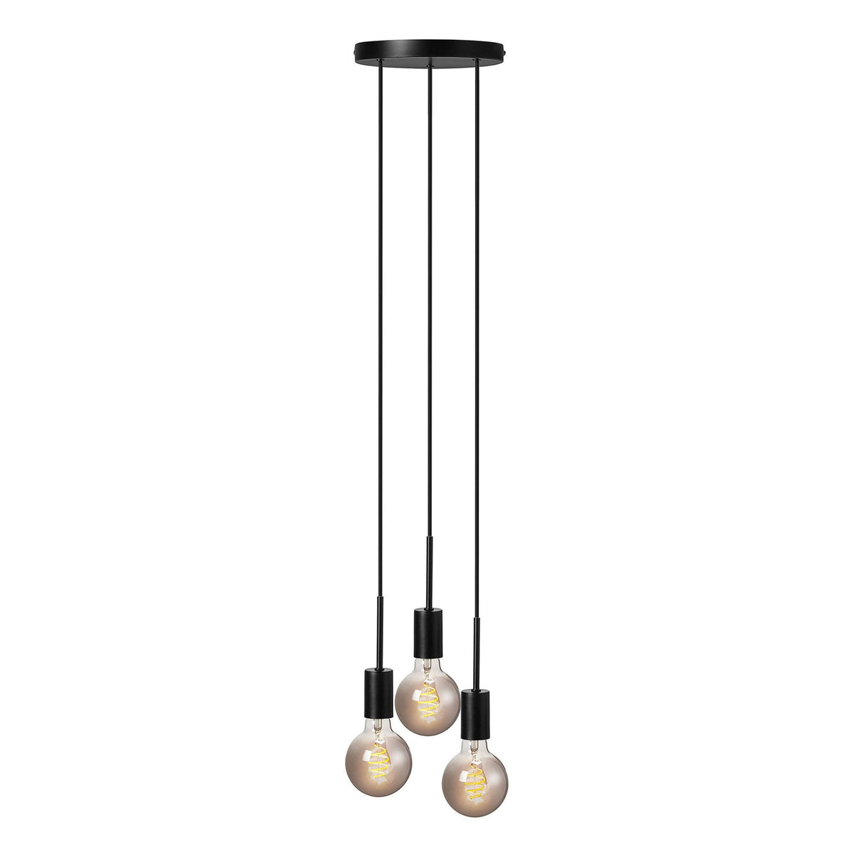 Paco Round 3 Light E27 Pendant Suspension Kit in Black