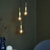 Paco Round 3 Light E27 Pendant Suspension Kit in Brass & Black