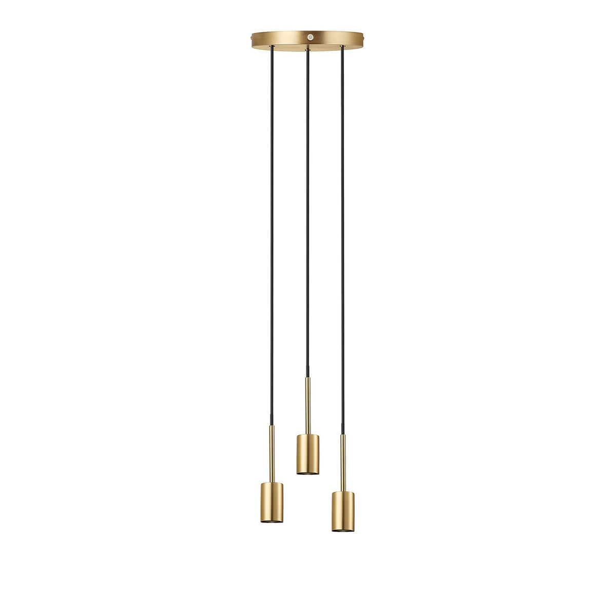 Paco Round 3 Light E27 Pendant Suspension Kit in Brass & Black