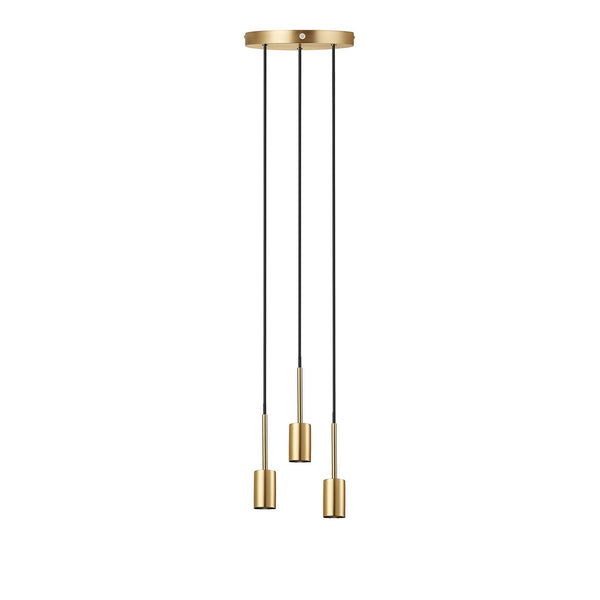Paco Round 3 Light E27 Pendant Suspension Kit in Brass & Black