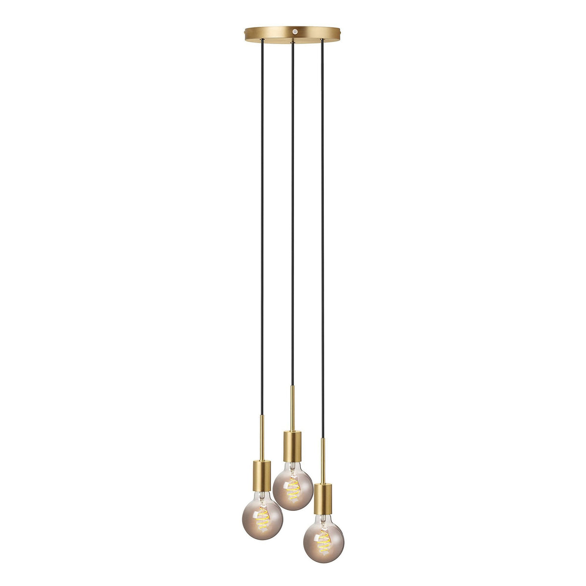 Paco Round 3 Light E27 Pendant Suspension Kit in Brass & Black
