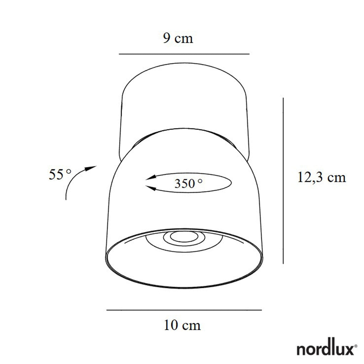 Pitcher Surface Mounted Adjustable Downlight In Black