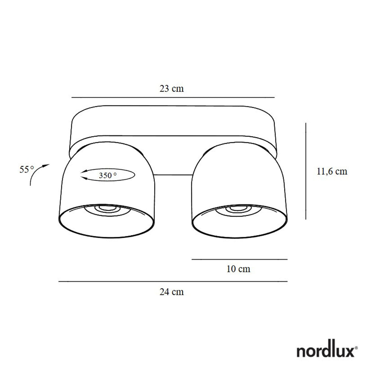 Pitcher Surface Mounted Adjustable Twin Downlight In Black