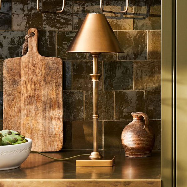 Kelmscot Table Lamp in Antique Brass