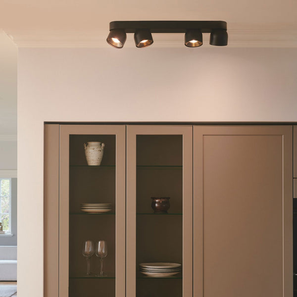 Pitcher Adjustable 4 Light Bar In Black