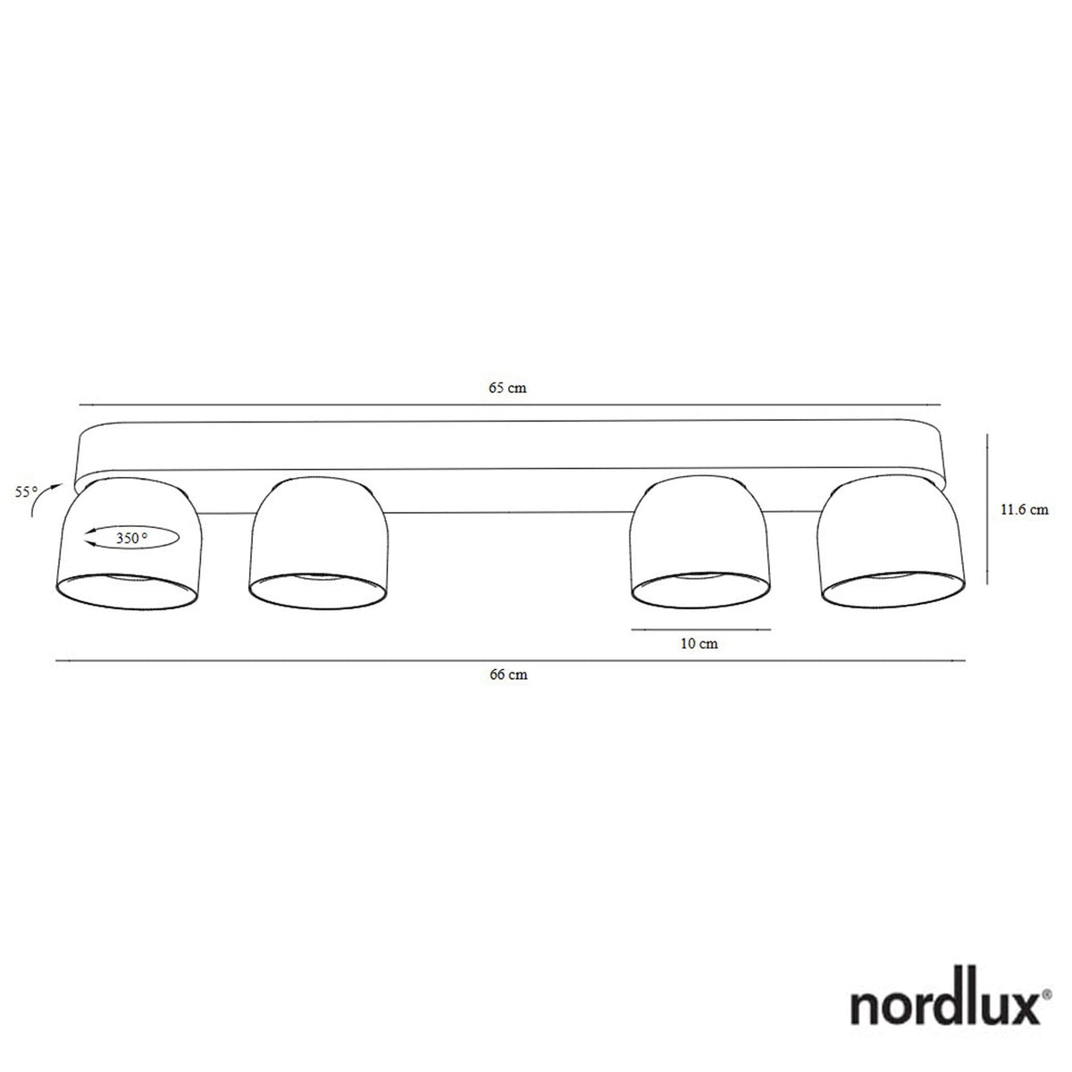 Pitcher Adjustable 4 Light Bar In Black