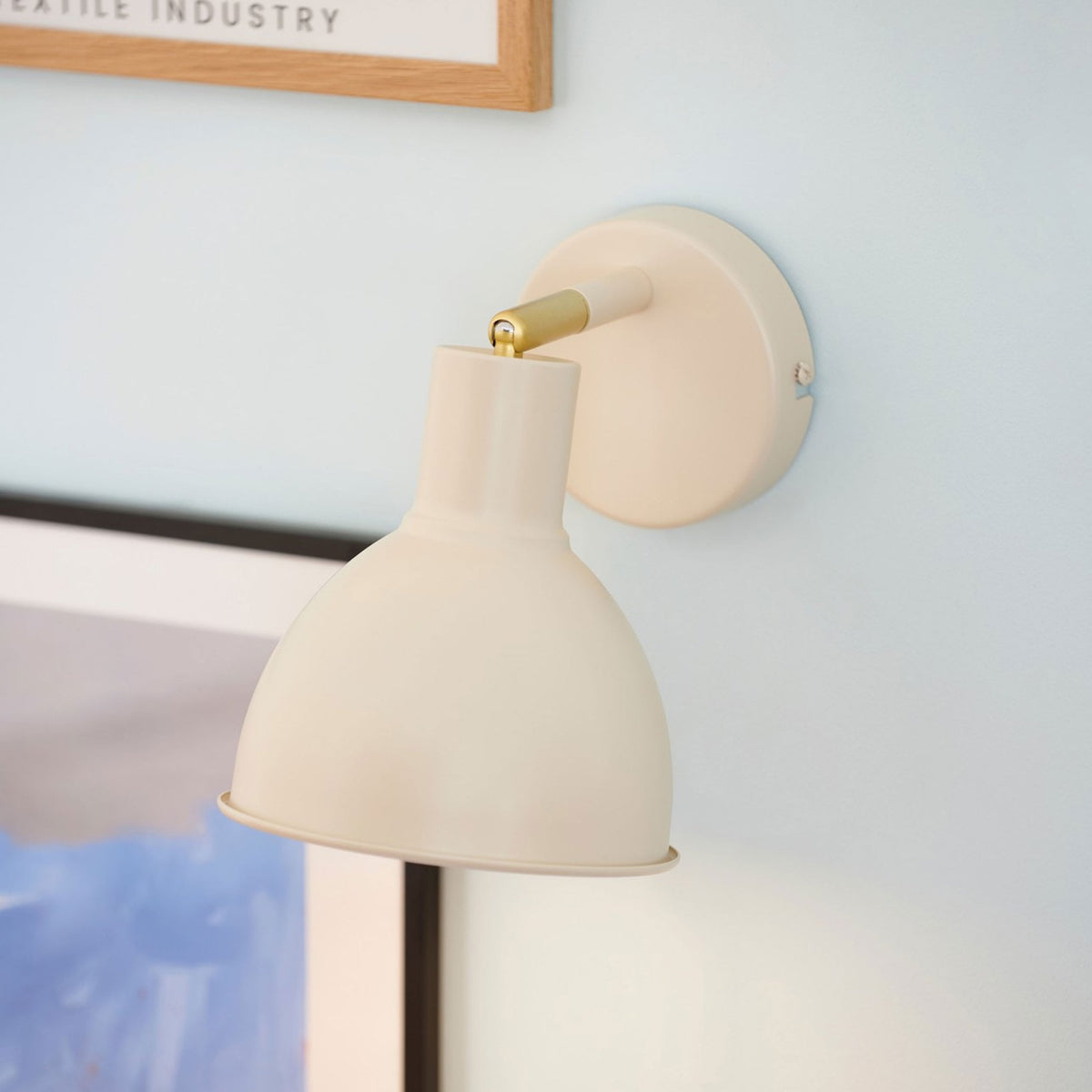 Pop Plugged Wall Light In Beige with Brass Detail