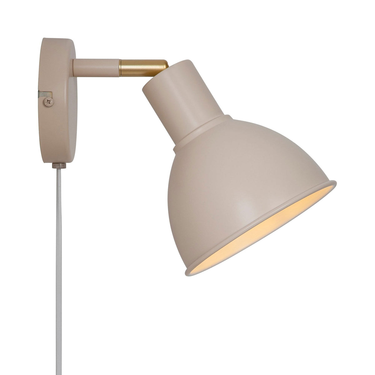 Pop Plugged Wall Light In Beige with Brass Detail