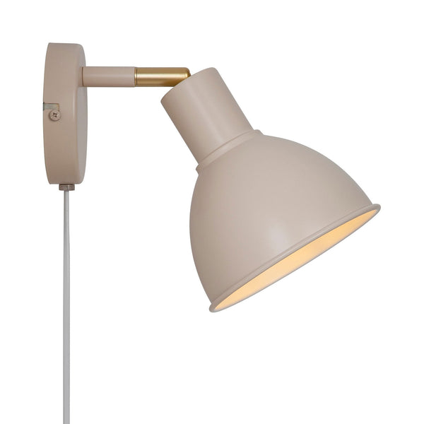 Pop Plugged Wall Light In Beige with Brass Detail