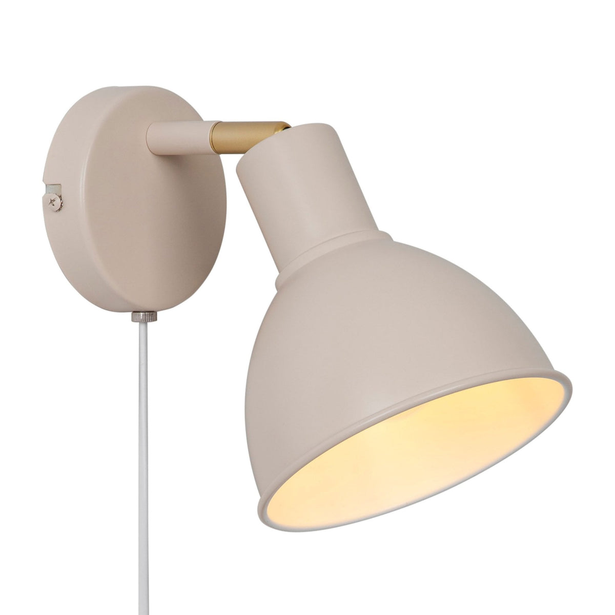 Pop Plugged Wall Light In Beige with Brass Detail