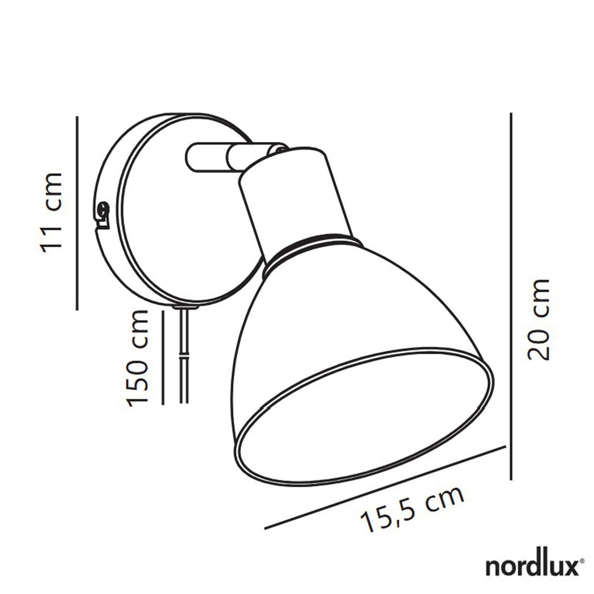 Pop Plugged Wall Light In White with Chrome Detail