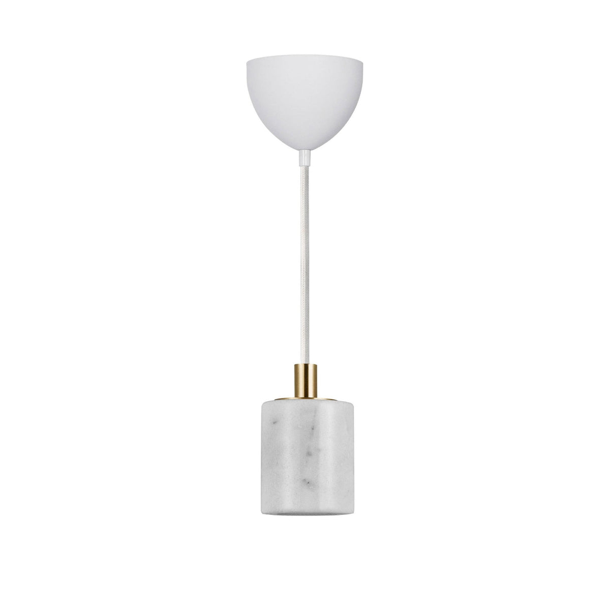 Siv E27 Pendant Suspension Kit in White Marble with Brass Detail