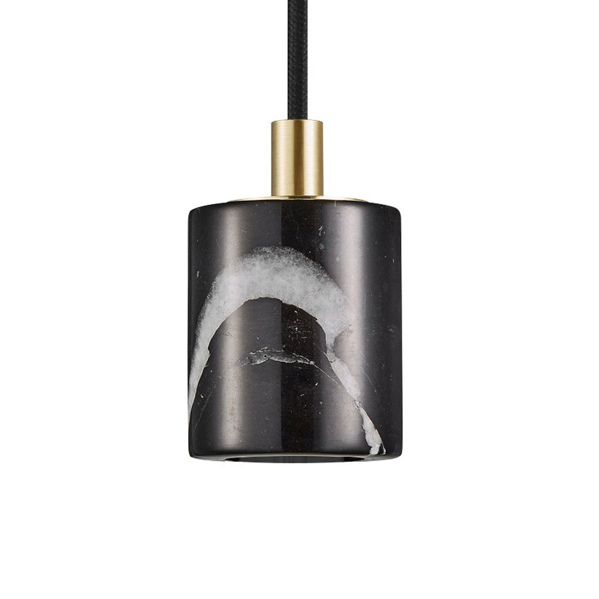 Siv E27 Pendant Suspension Kit in Black Marble with Brass Detail