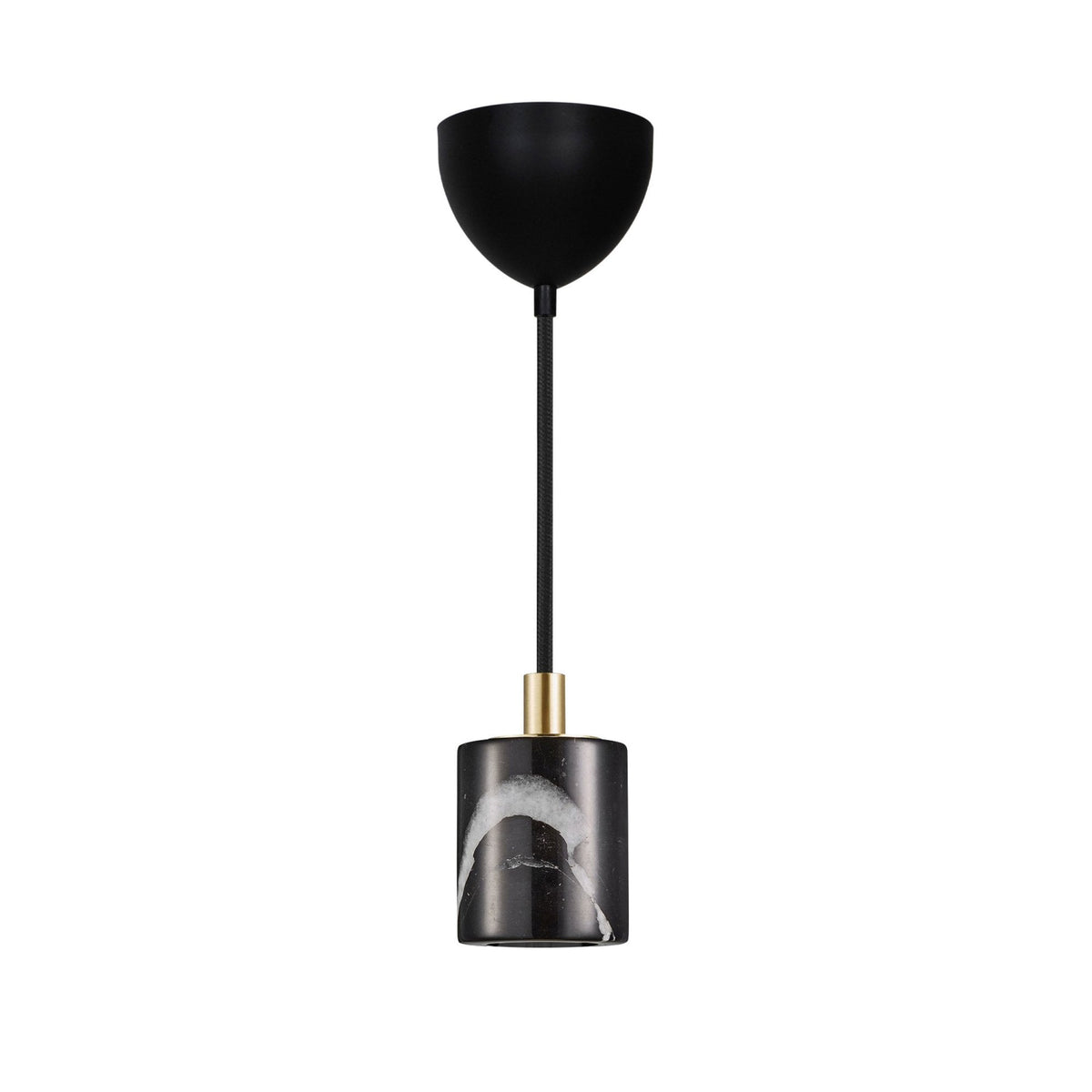 Siv E27 Pendant Suspension Kit in Black Marble with Brass Detail