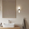 Tangens IP44 Twin Bathroom Wall Light In Brushed Steel with Opal Glass Shade