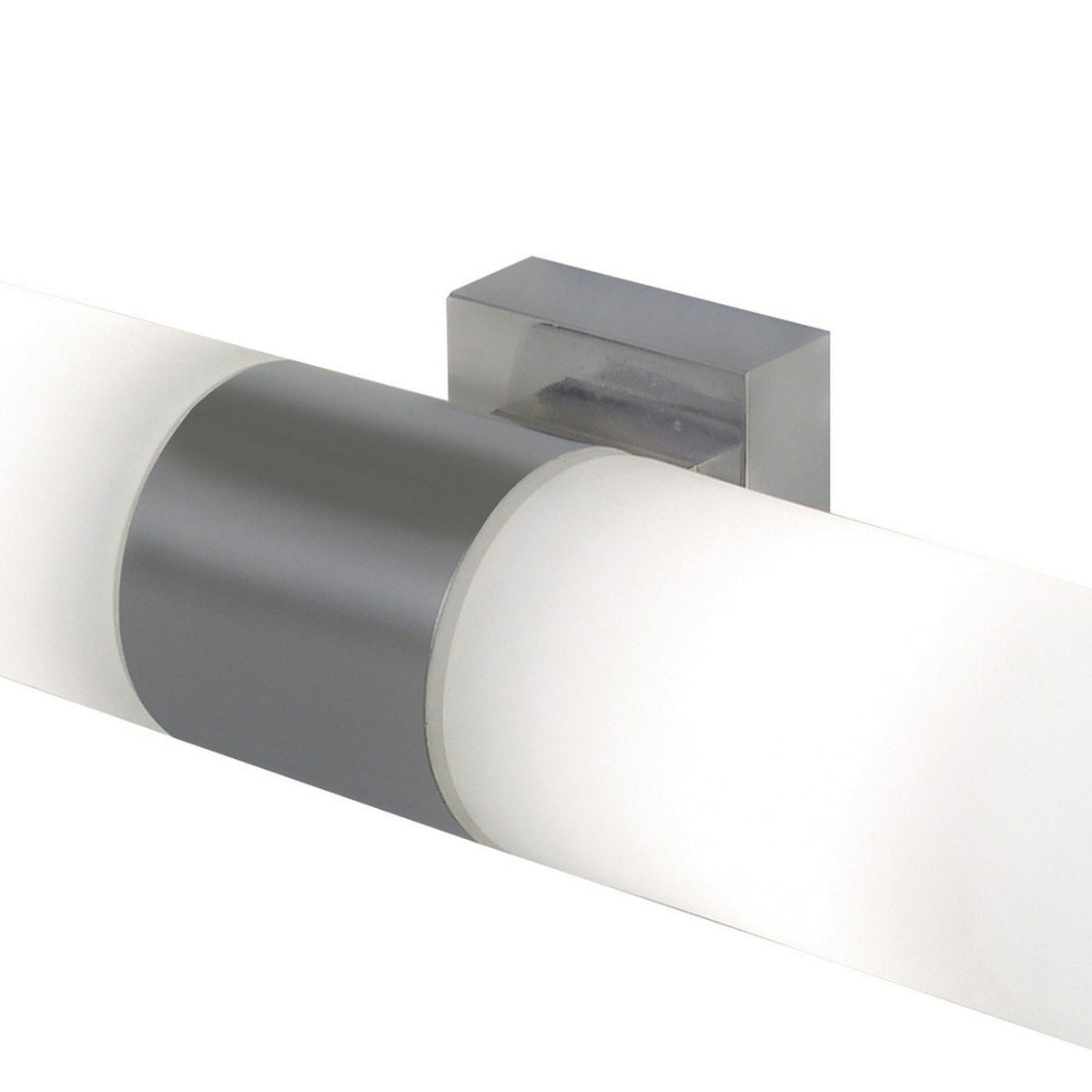 Tangens IP44 Twin Bathroom Wall Light In Brushed Steel with Opal Glass Shade