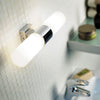 Tangens IP44 Twin Bathroom Wall Light In Chrome with Opal Glass Shade
